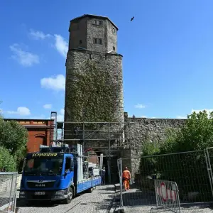 Eingerüsteter Neutorturm Arnstadt