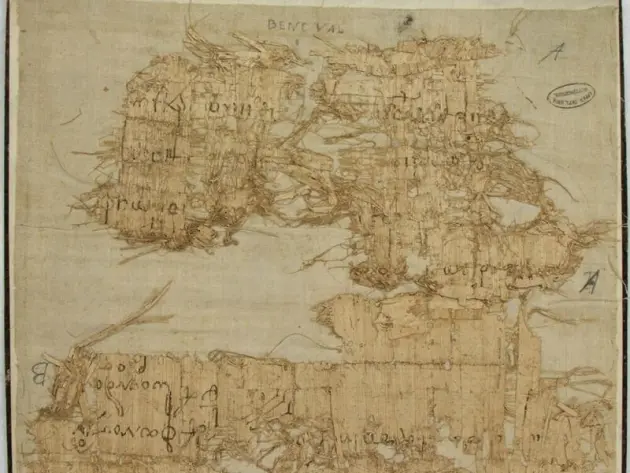 Teil einer Papsturkunde aus Papyrus