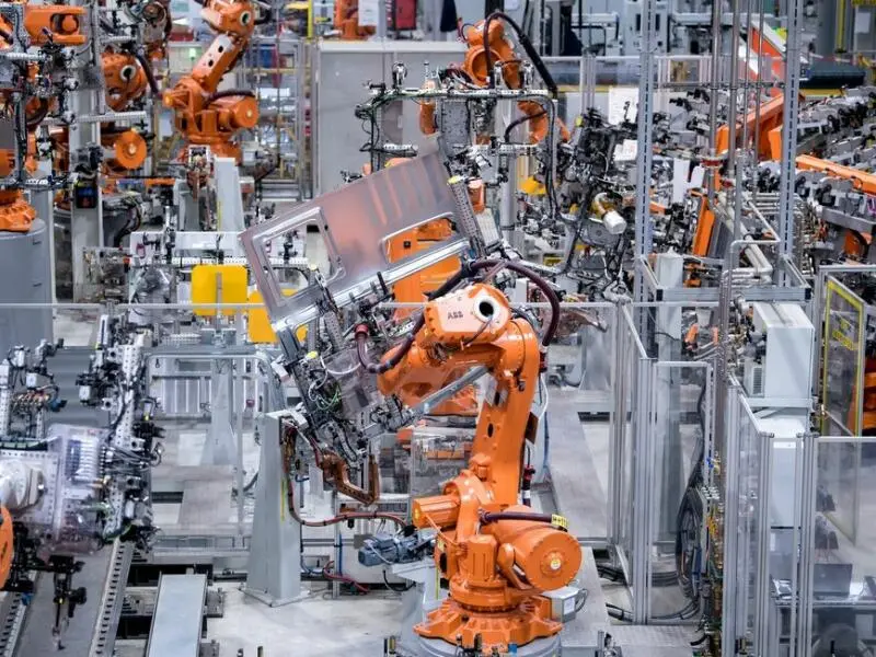 Roboter in einer Lkw-Fabrik in München