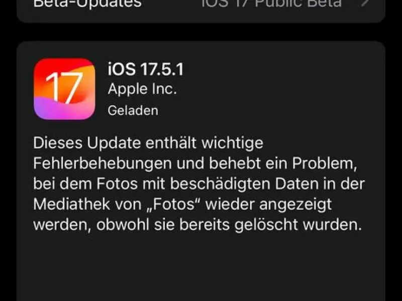 Screenshot iOS-Update 17.5.1