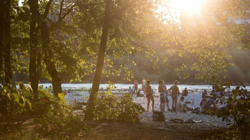 Sonnenbad am Flaucher an der Isar