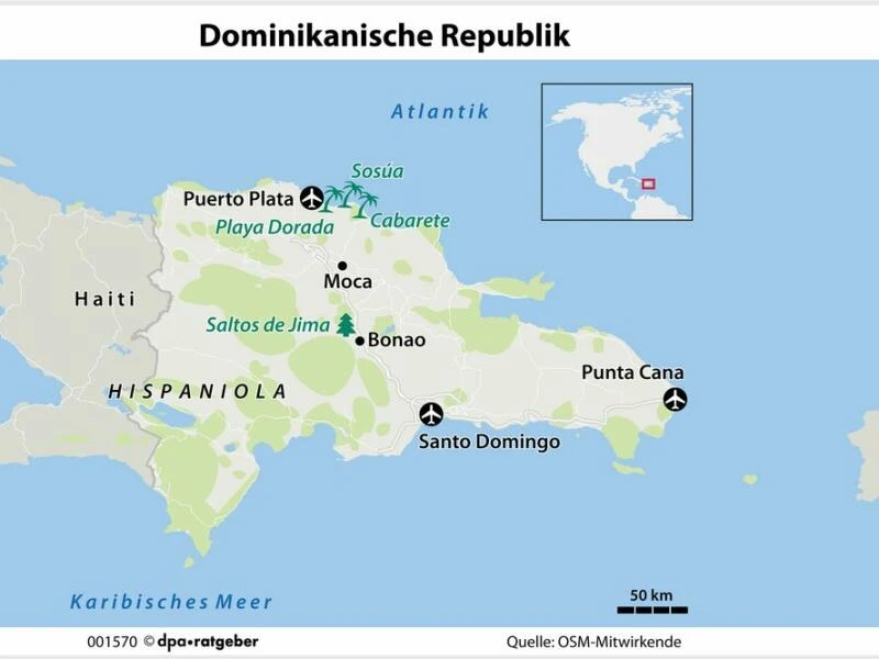 Reisekarte Dominikanische Republik