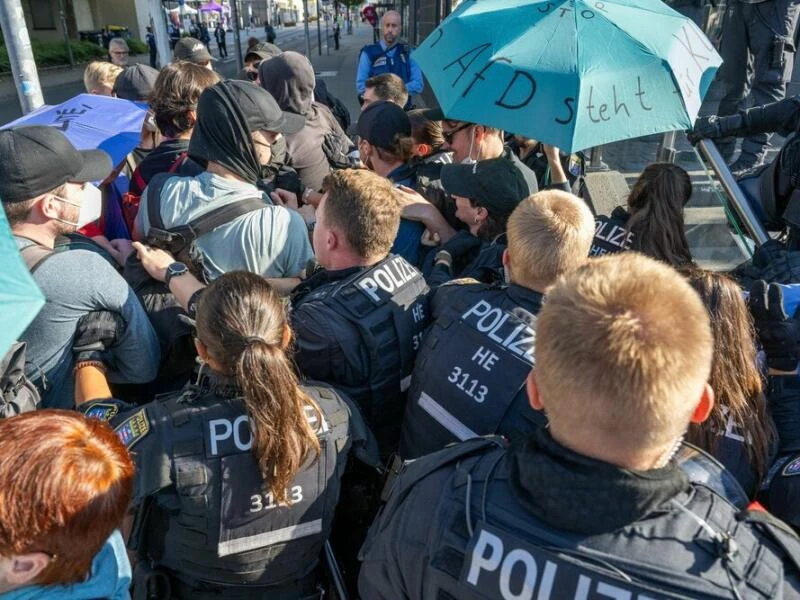 Landesparteitag AfD Hessen - Protest