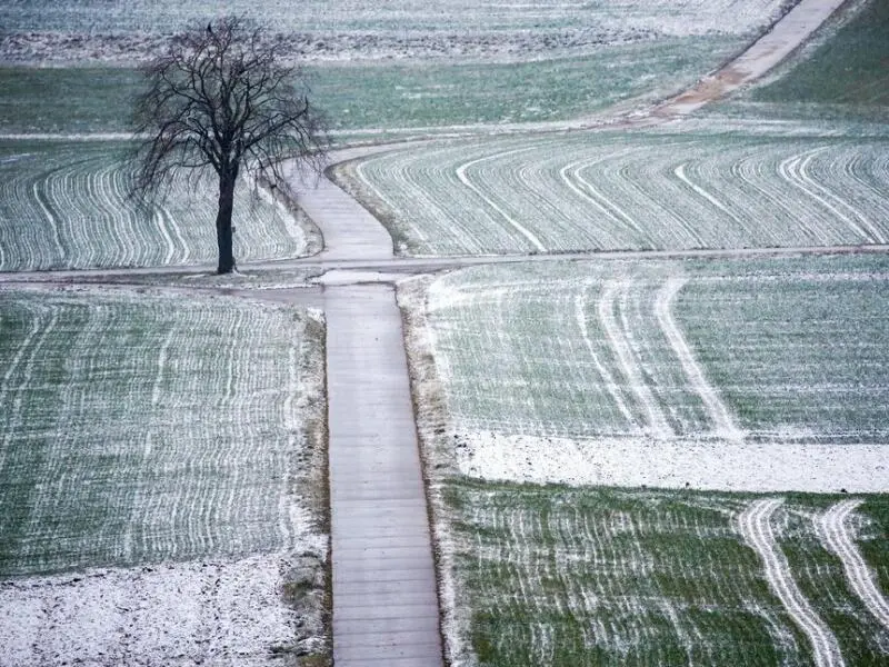 Schnee auf Feldern