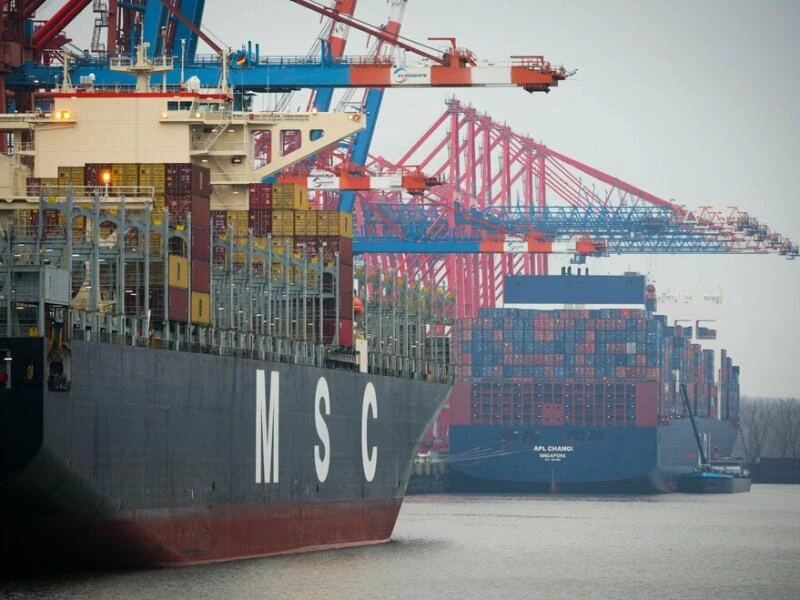 MSC-Containerschiff im Hamburger Hafen