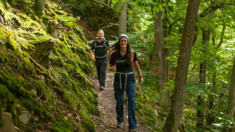 Wanderer auf dem Urwaldsteig am Edersee