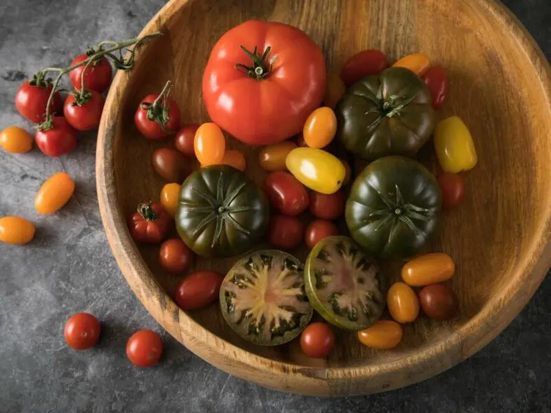 Verschiedene Tomatensorten liegen in einer Schale