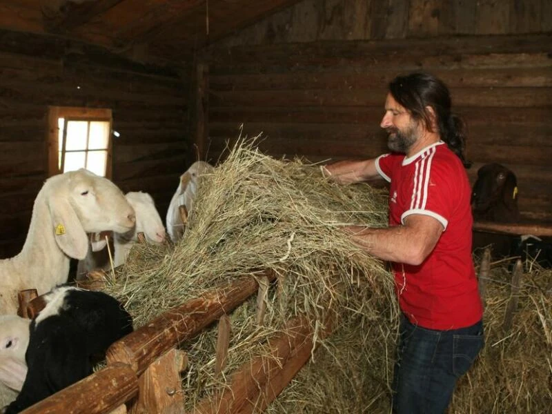 Alexander Huber im Schafstall