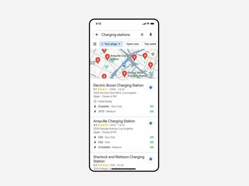 Google Maps bietet mehr Informationen für E-Autos
