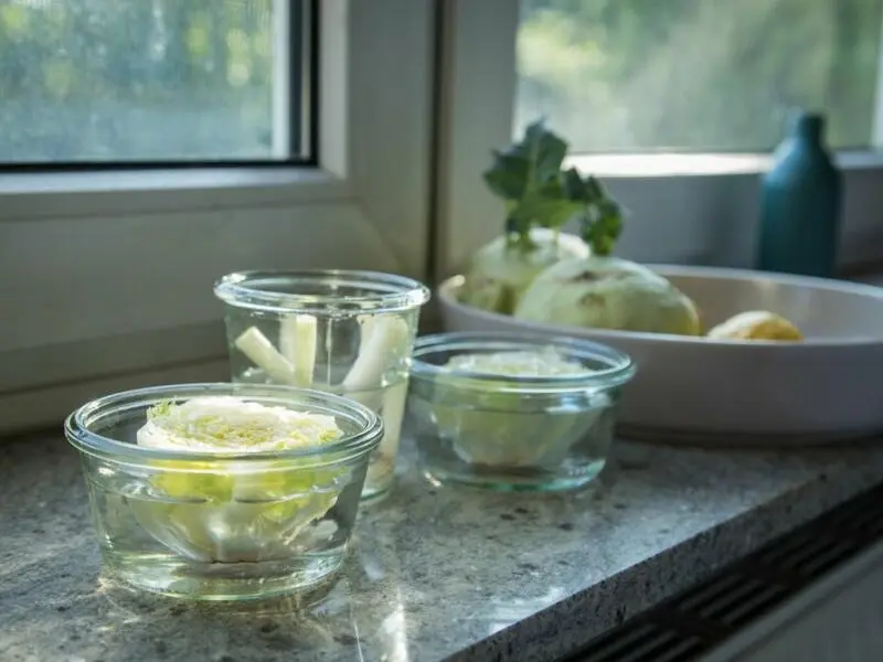 Regrowing mit Salat und Frühlingszwiebeln