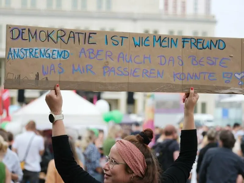 Demonstration gegen Rechts vor der Landtagswahl in Sachsen