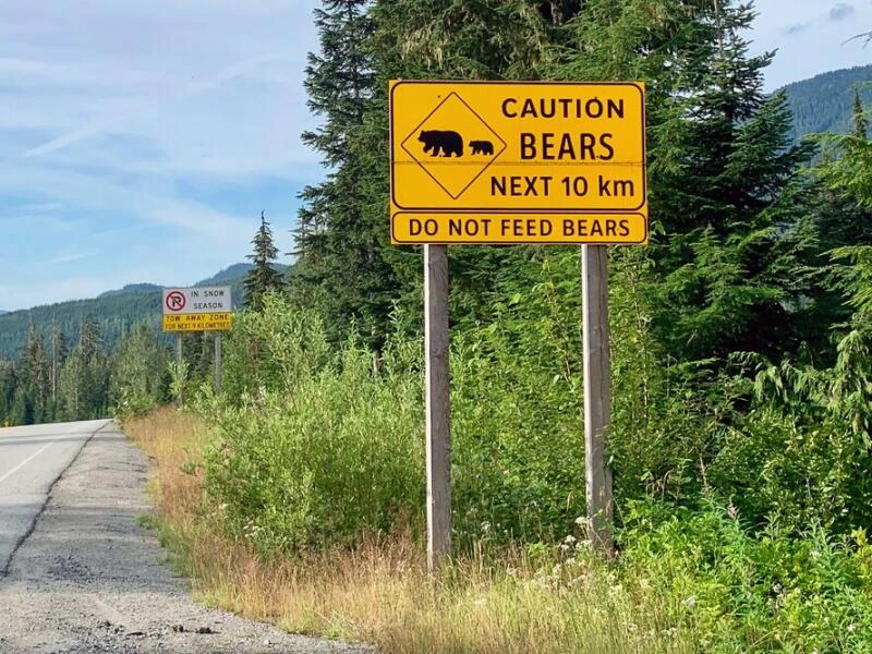 Schild in Whistler weist auf Bären hin