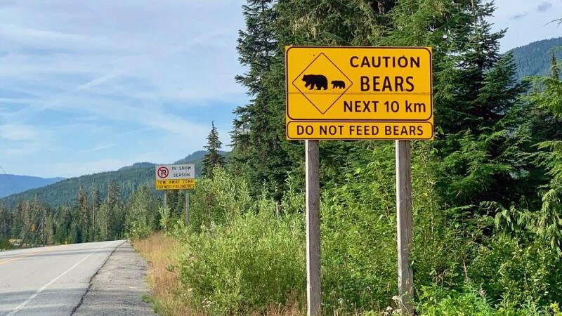 Schild in Whistler weist auf Bären hin