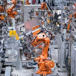Roboter in einer Lkw-Fabrik in München