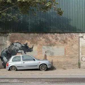 Banksy zeigt neues Kunstwerk - Nashorn