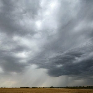 Regenwolken über einem Feld