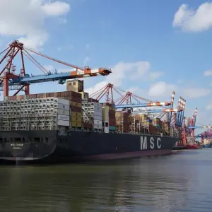 Containerschiff von MSC in Hamburg