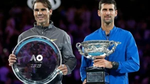 Rafael Nadal (l) und Novak Djokovic