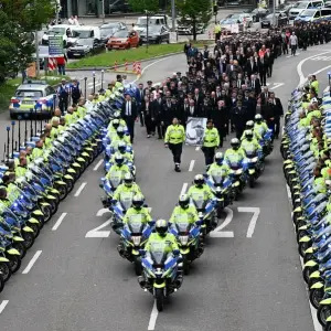 Trauermarsch und Trauerfeier für verunglückten Polizisten