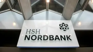 Firmenschild der ehemaligen HSH Nordbank in Hamburg