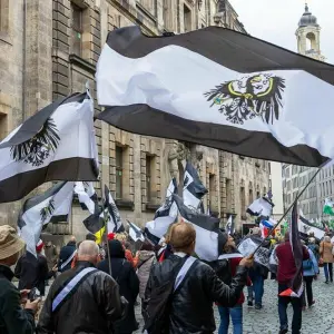 «Reichsbürger» bei einer Demonstration in Dresden