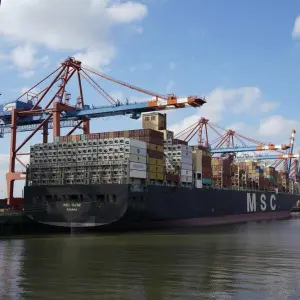 Containerschiff von MSC in Hamburg