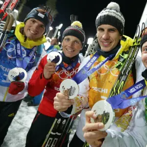 Deutsche Biathlon-Staffel von Sotschi 2014