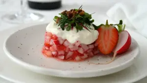 Radieschen-Erdbeer-Salat mit Ziegen-Feta-Creme