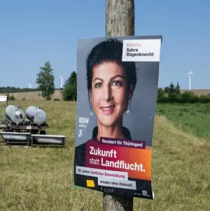 Vor der Landtagswahl in Thüringen  - Wahlplakat von BSW