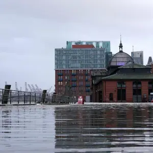 Hochwasser am Hamburger Fischmarkt