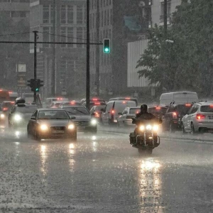 Schlechte Sicht Motorradfahrer