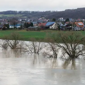 Hochwasserlage an der Weser