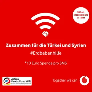 #Erdbebenhilfe: Vodafone unterstützt die Betroffenen der Katastrophe in der Türkei und Syrien