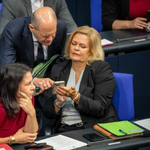 Olaf Scholz, Nancy Faeser und Annalena Baerbock