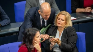 Olaf Scholz, Nancy Faeser und Annalena Baerbock