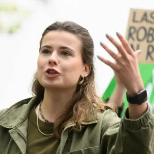 Aktion von Fridays for Future mit Luisa Neubauer