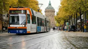 Eine Straßenbahn in der Mannheimer Innenstadt - Symbolbild