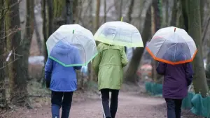 Frauen mit Regenschirmen