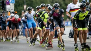 Vor dem 50. Jubiläum des Berlin Marathons - Inlineskater