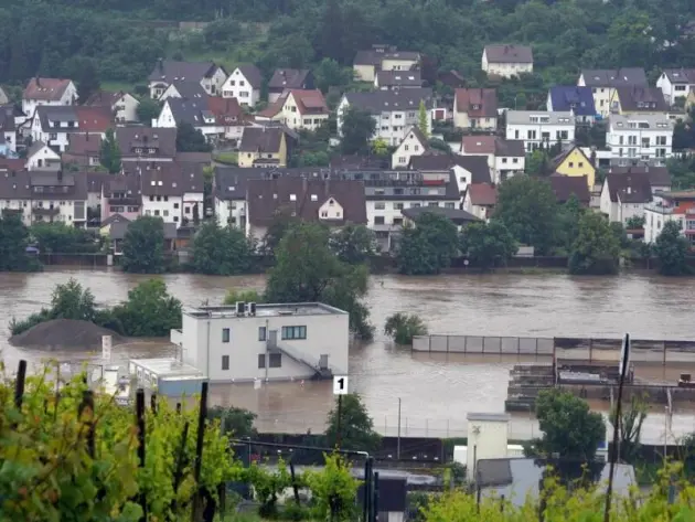 Hochwasser in Baden-Württemberg - Benningen am Neckar